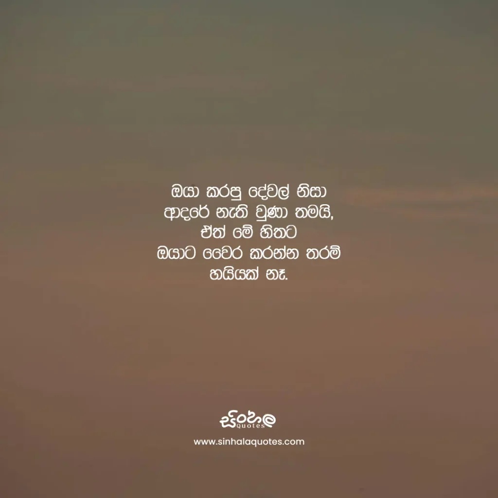 Sinhala heartbreak quote about being unable to hate someone who hurt you