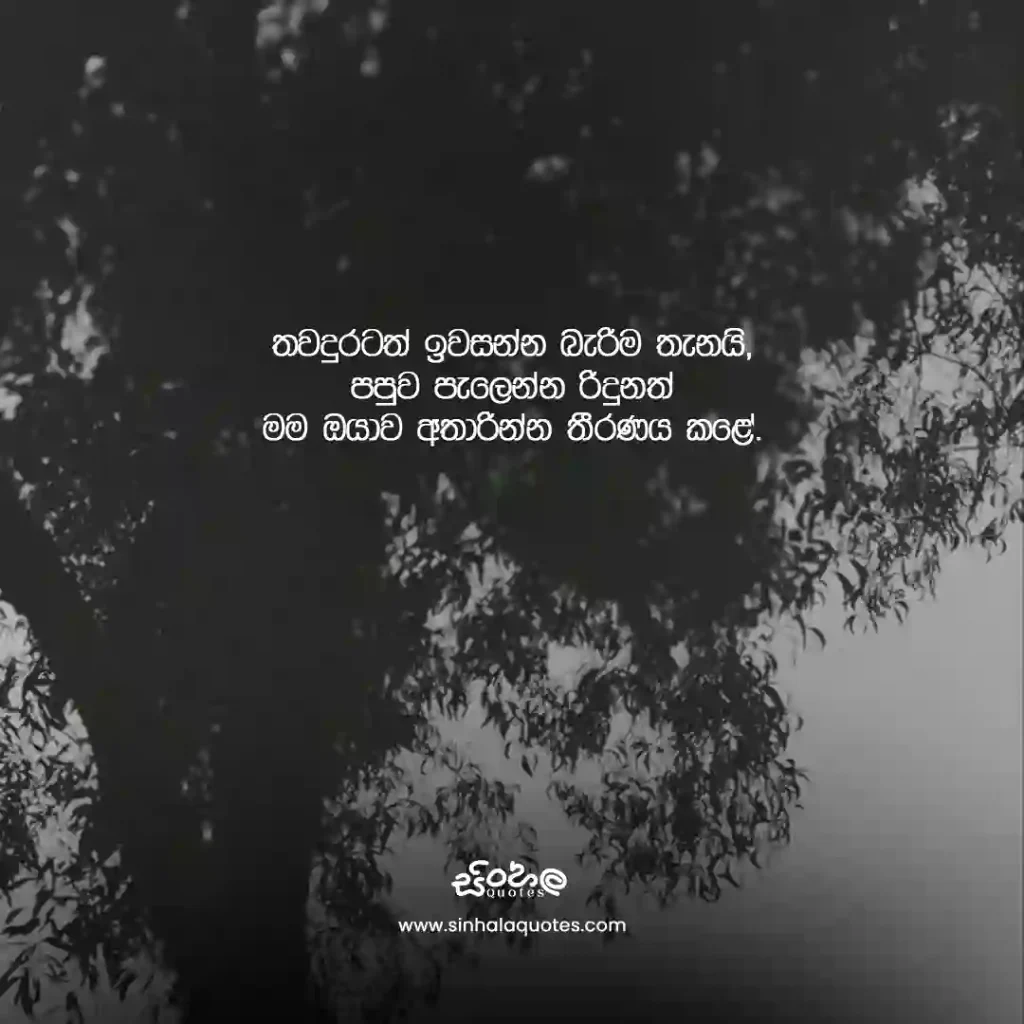 Sinhala painful letting go quote about walking away when holding on hurts